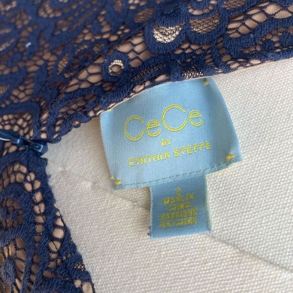 Cece Blue Lace Sheath Dress Size 2 - Picture 6 of 7